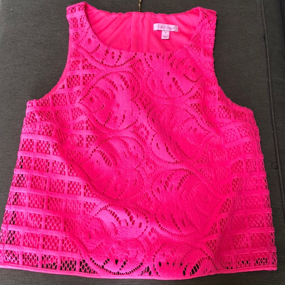 Lilly Pulitzer pink lace tank size small